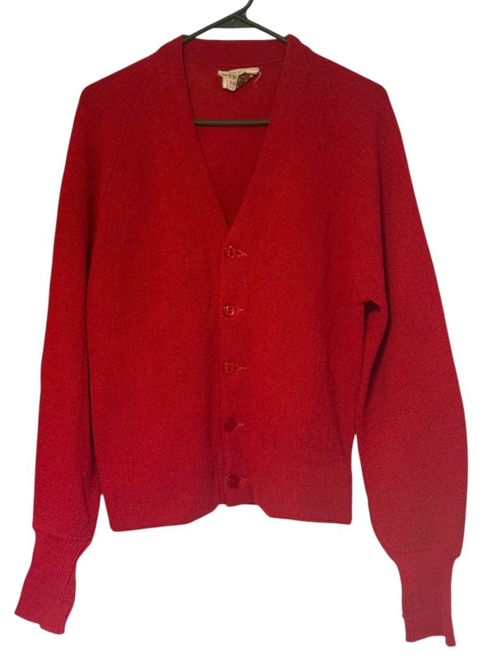 Lord Jeffs Men's Vintage Mr.Rogers Red Button-Front Cardigan Sweater SzM